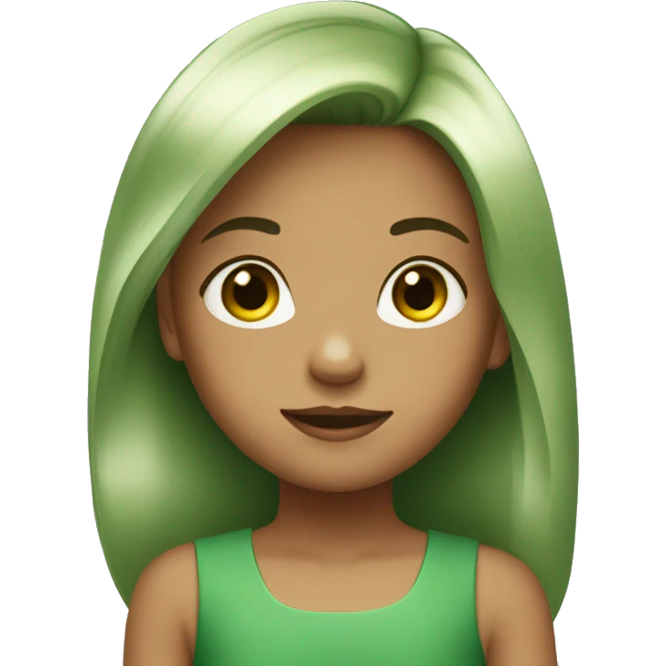 little girl with green dress straight hair emoji