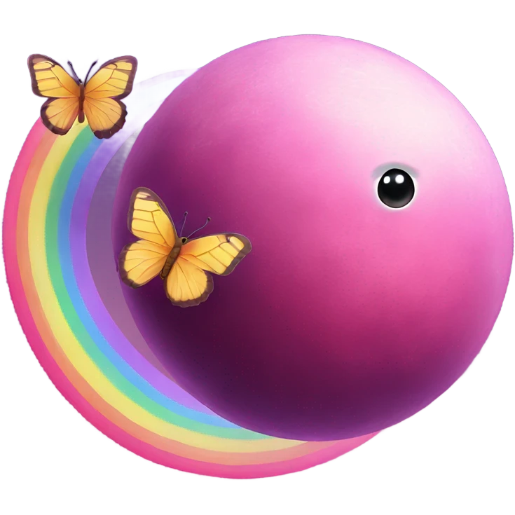 pink planet with a rainbow and butterfly  emoji