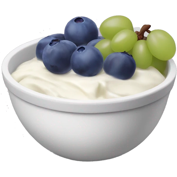 yoghurt bowl with grapes and blueberries emoji