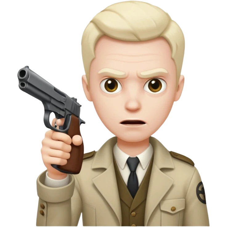 crazy mad man with gun pointing it  emoji