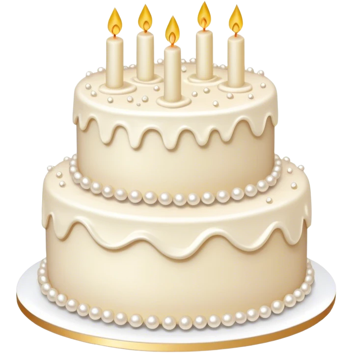 Realistic white wedding layered cake with vanilla icing, pearl sprinkles emoji