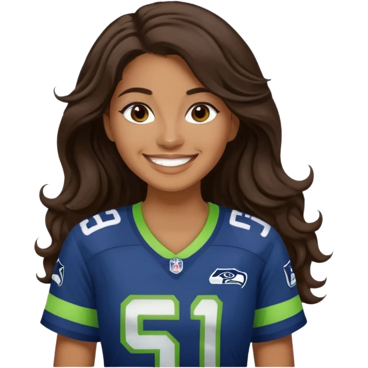 Long wavy Dark brown hair seahawks fan female emoji