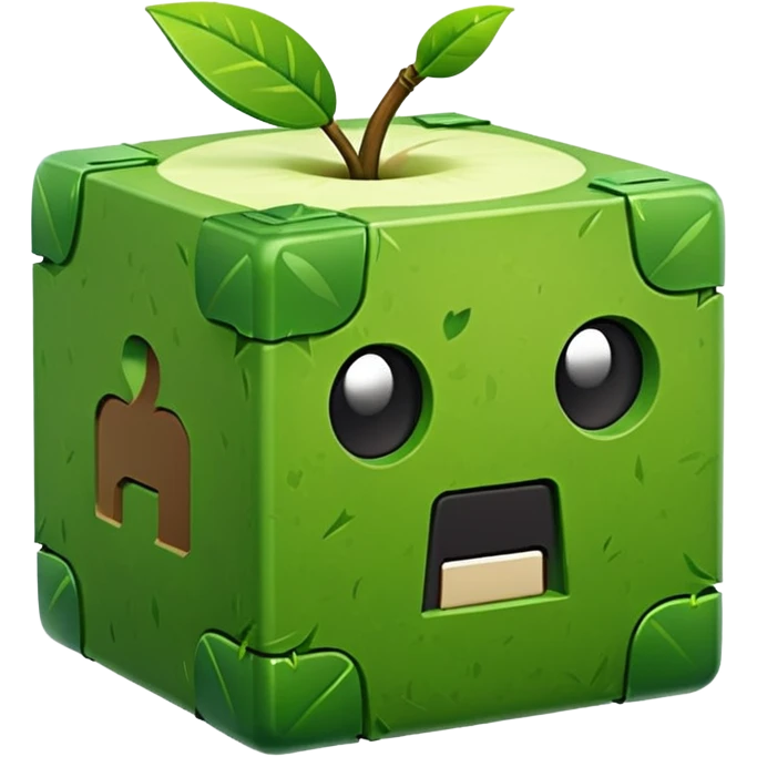 3D Apple style emoticons for Minecraft grass blocks, cube shaped with grass on top emoji