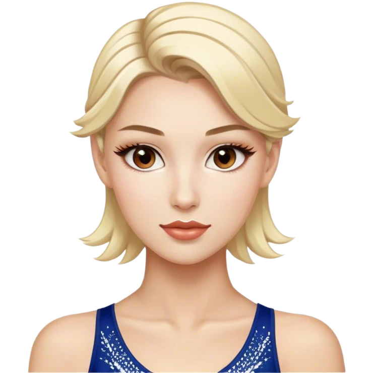 Blonde model with brown eyes, Olympic figure skater team USA, luxury makeup emoji