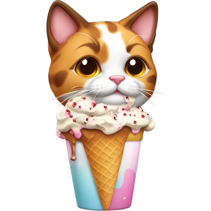 calico cat with icecream sundae  emoji