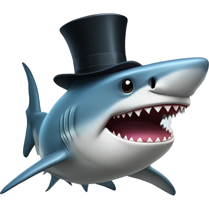Shark with a top hat emoji