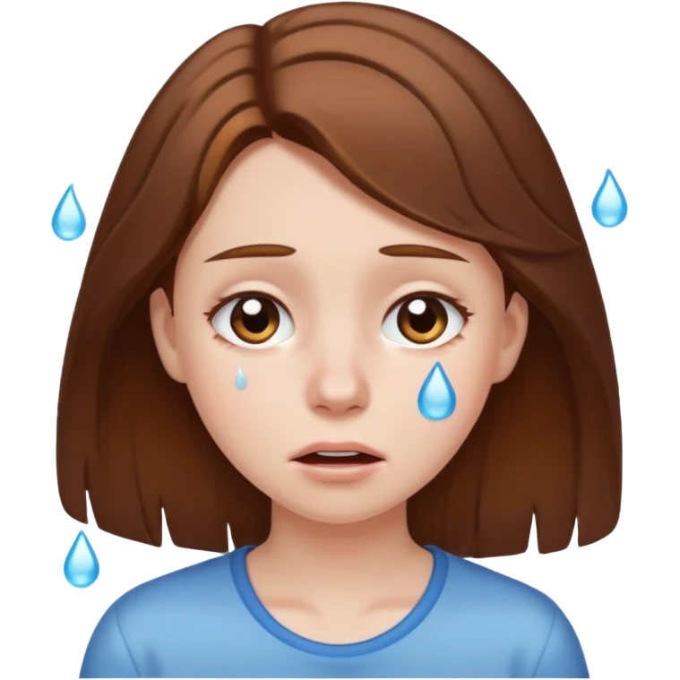 Girl with brown hair crying emoji
