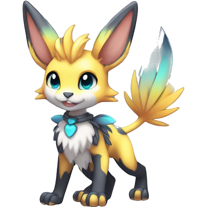 Anthro Sona Cool Edgy Legendary Colorful Shy Shiny Fakemon-Fantasy-Creature With Full Body Detailed High Quality emoji
