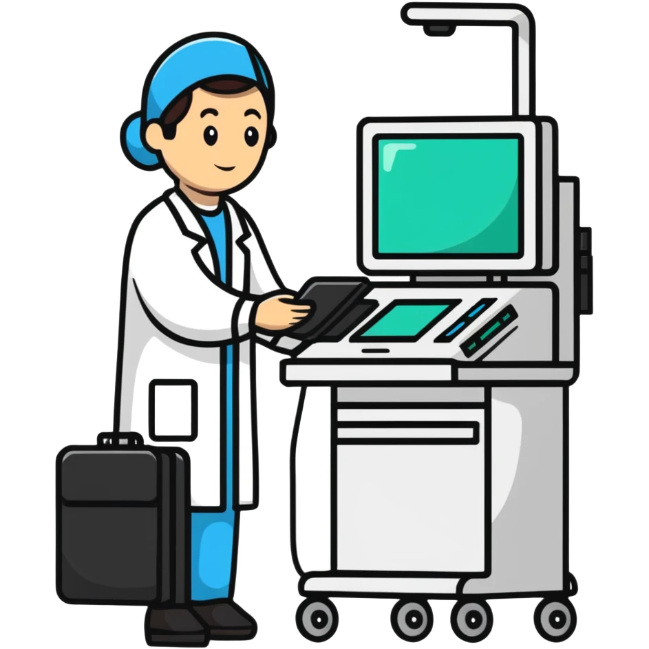 IT technician replacing hospital terminal emoji