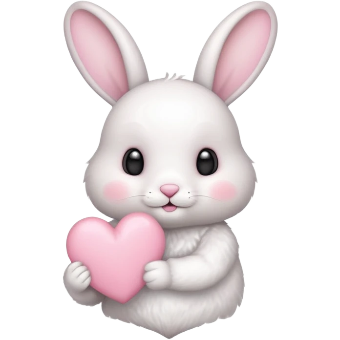 White bunny holding a light pink heart emoji