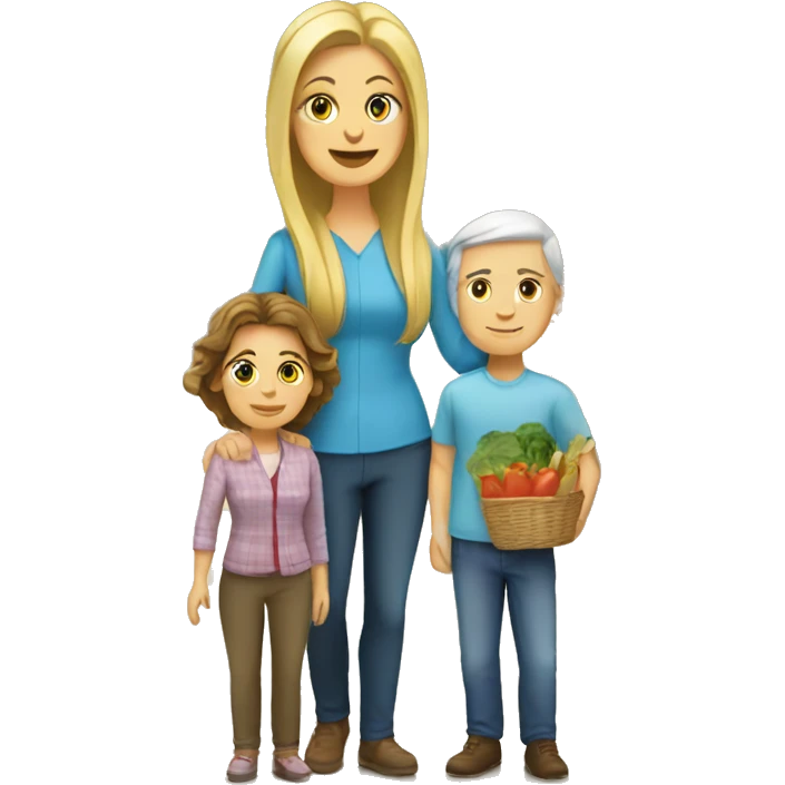 Caucasian family in a market emoji