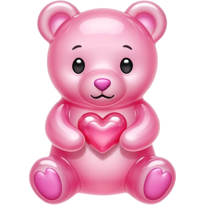 pastel pink jelly bear with a pink jelly heart emoji