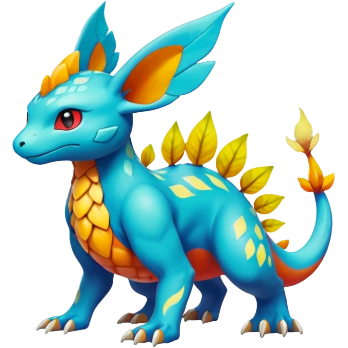 Elemental Exotic Colorful Fantasy Pokémon-Fakémon-hybrid-creature (full body) emoji