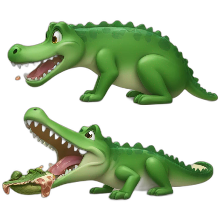 Dog eating crocodile emoji