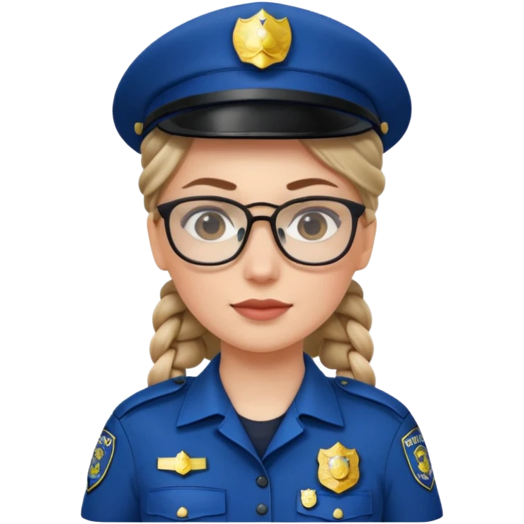white woman, braided hair, wear police's uniform and glasses emoji