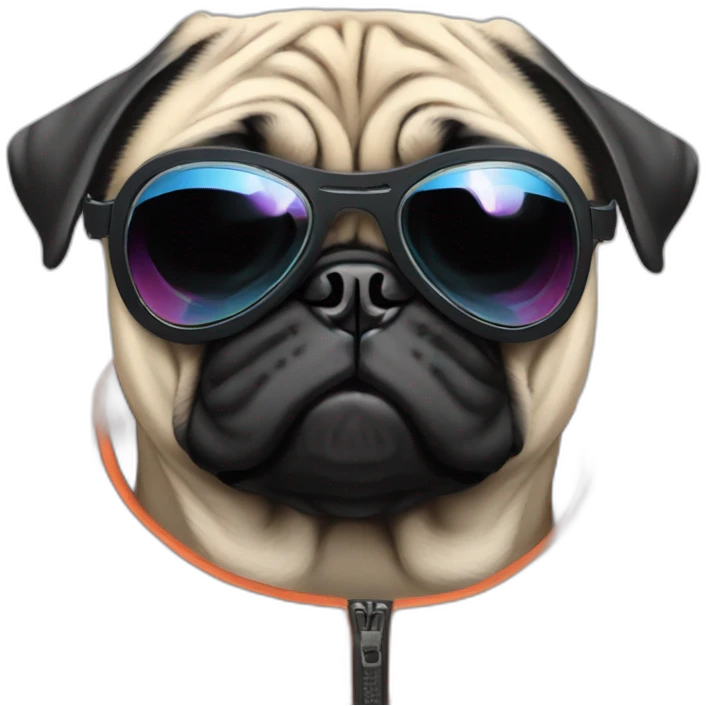 pug with black sunglasses and wearing a cyberpunk suit emoji