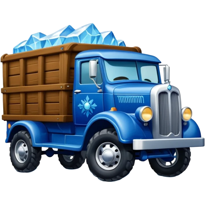 shiny crushed-dark-blue crystal frozen Scooby Doo 1912 antique long-wheelbase cab over off-road trails low rider moving truck  emoji