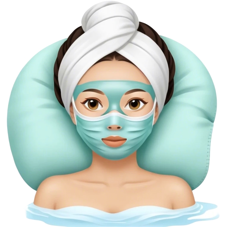 Lady with face mask spa beauty full face relaxing emoji