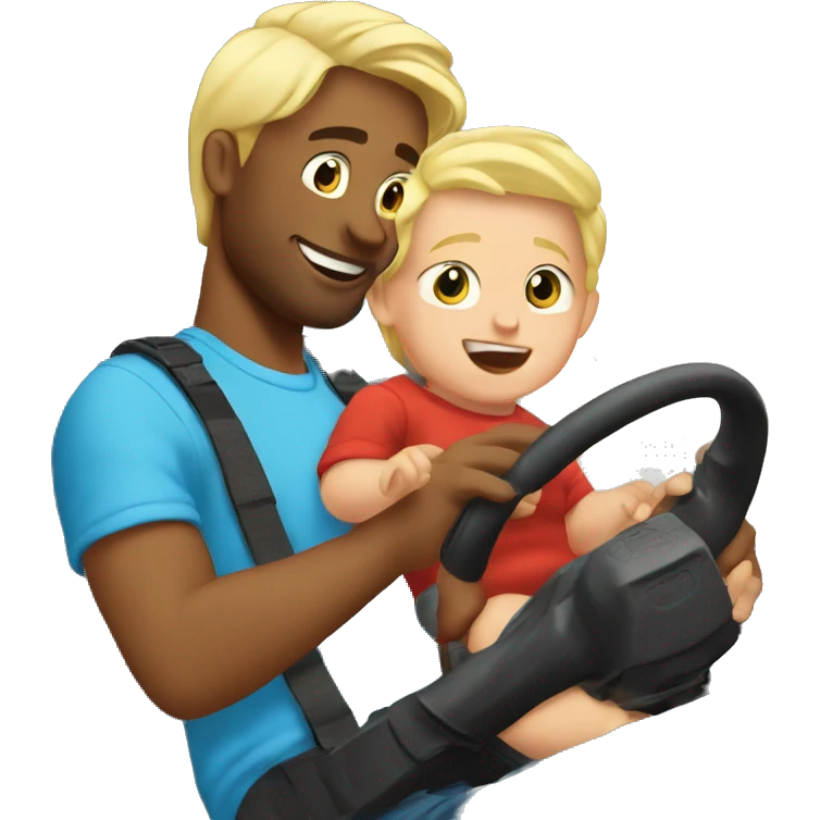 blonde dad plays cars with babyson emoji