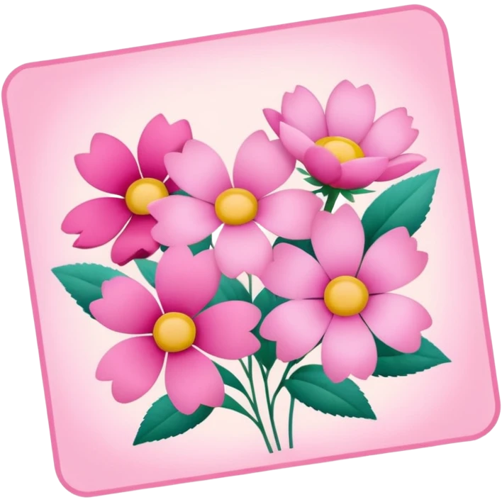 Polaroid photo of pink flowers emoji