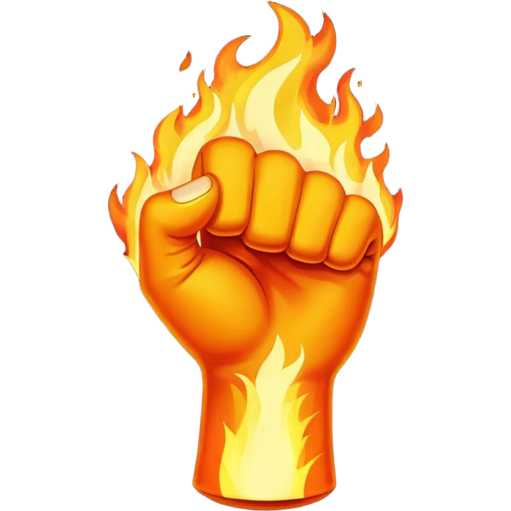 flaming fist, emoji emoji