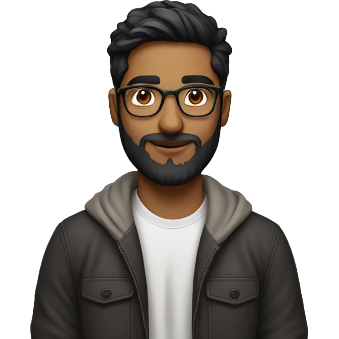 indian canadian 20 yr old with glasses, beard and airpods emoji