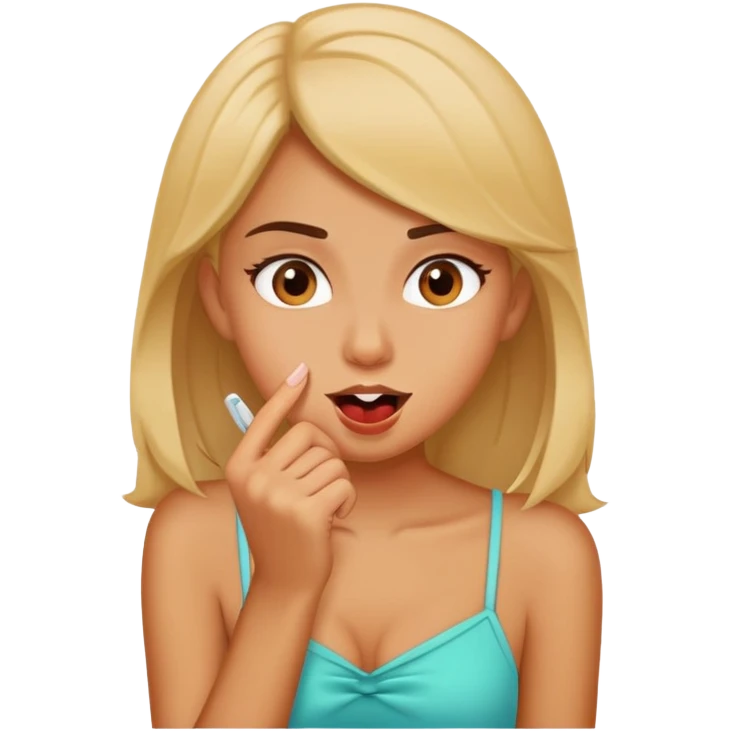 Chica que se esté mordiendo la uña  emoji