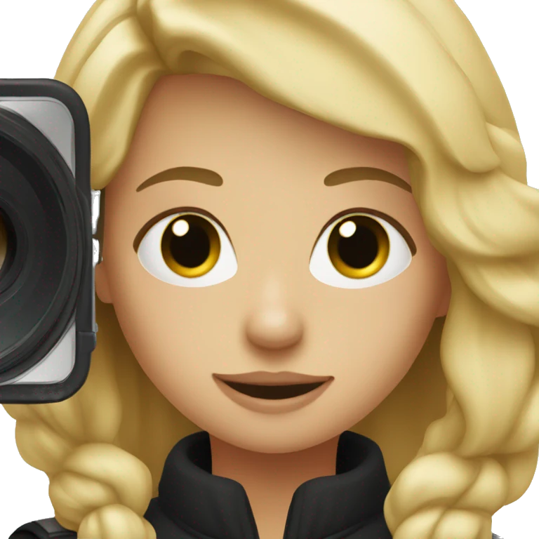 Blonde girl wearing black and holding a camera  emoji