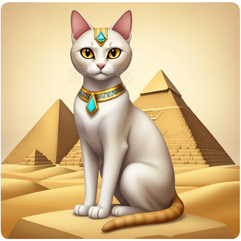Egyptian cat full body sitting with pyramids background emoji