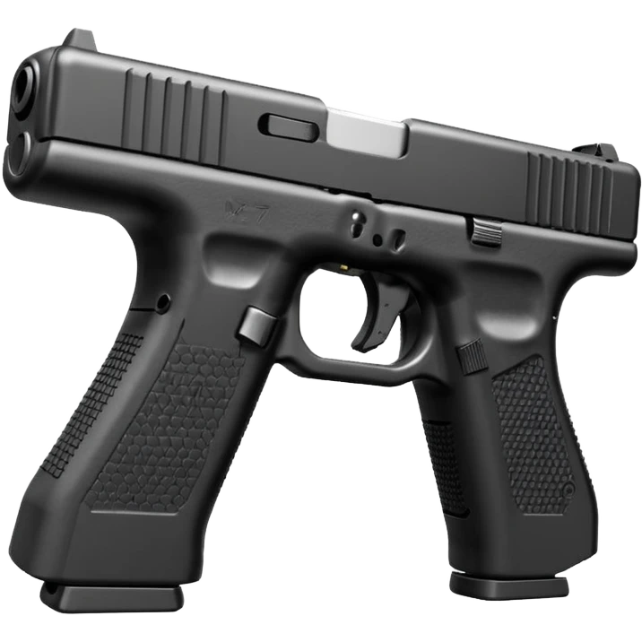 Glock 17 with an extended magazine and a clear legible engraving "N Block 17" emoji