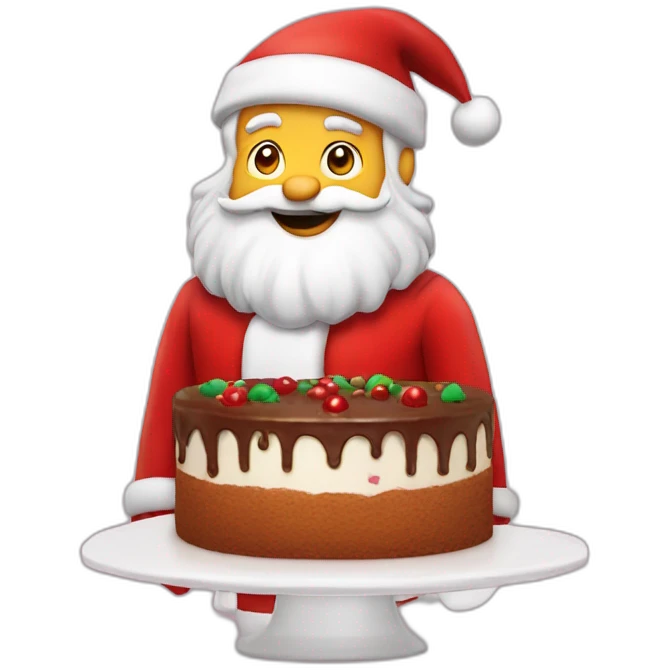 Santa clause with a cake emoji