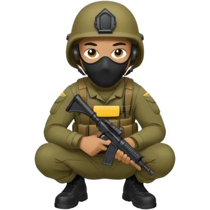 Soldier crouching with tactical mask emoji