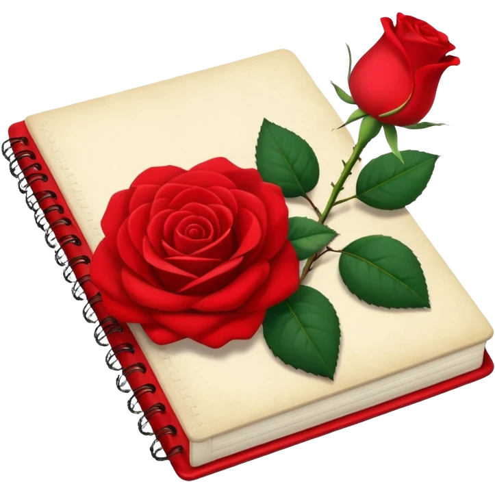 notebook  and rose emoji