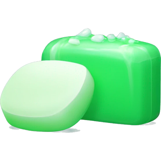Bright green soap and lots of white foamGreen soap emoji