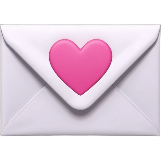 A 3D render of a white letter envelope with a vibrant pink heart sticker, clean background emoji