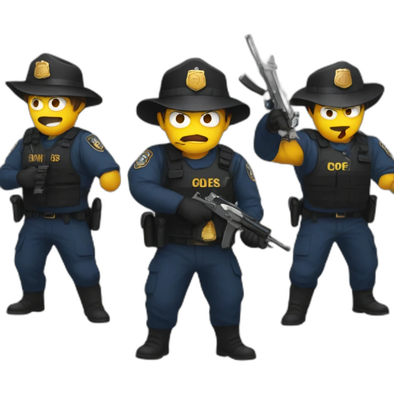 Bandits fighting with cops emoji
