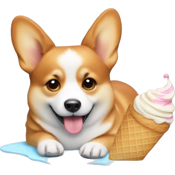 Corgie with an ice cream  emoji