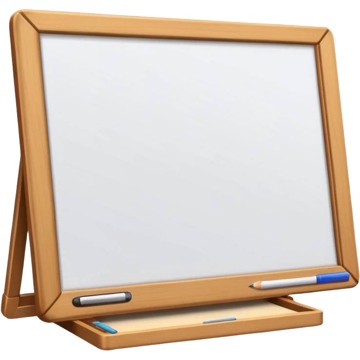 drawing board with classic wooden frame，in front side emoji