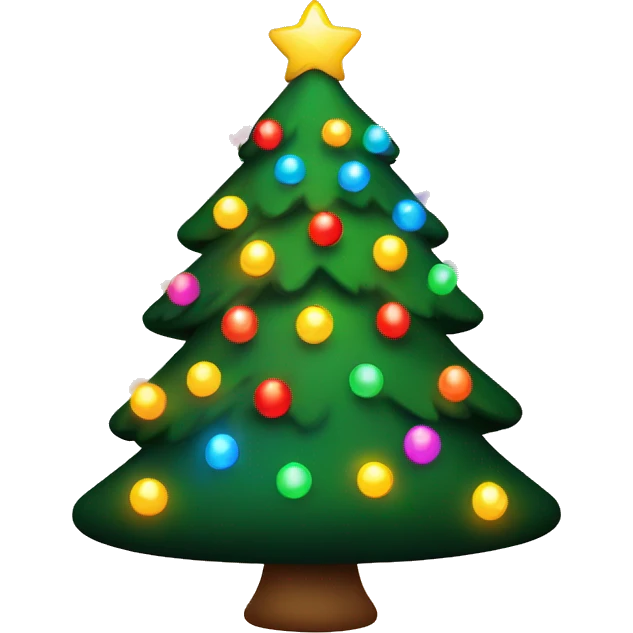 cute christmas tree with colorful lights emoji
