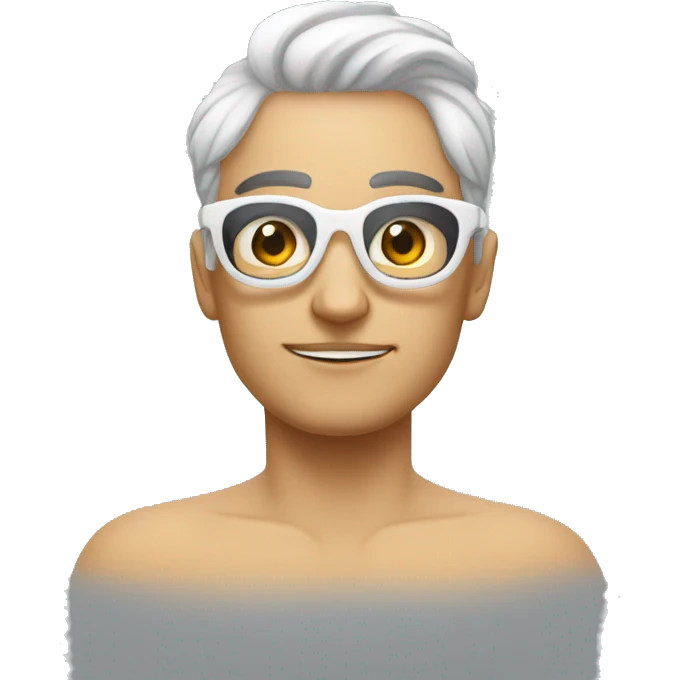persona calva blanca con lentes y tatuajes emoji
