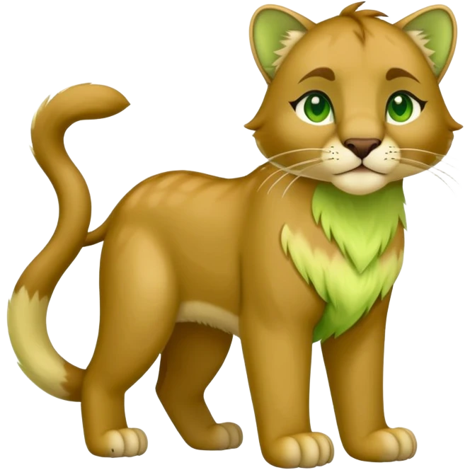 Grass-type Cougar-Fakémon full body emoji