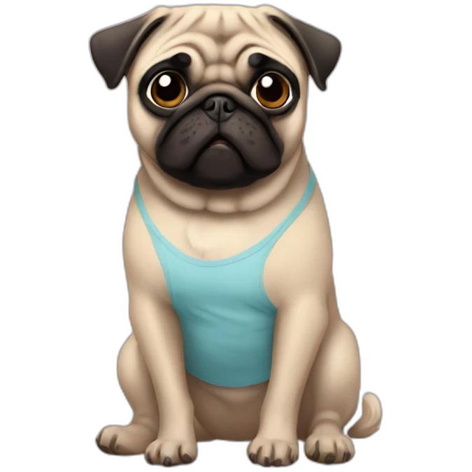 pug wearing a t-shirt emoji