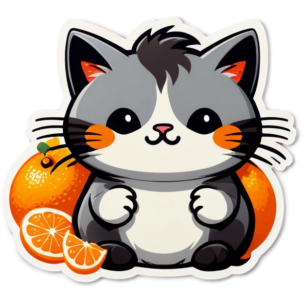 Gato gris con manchas naranjas emoji