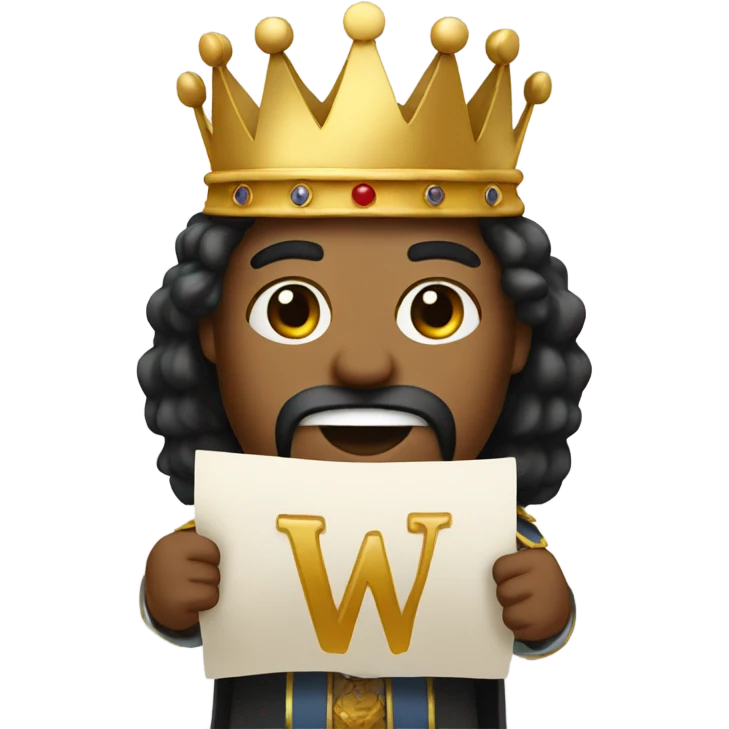 King holding the letter W on paper emoji