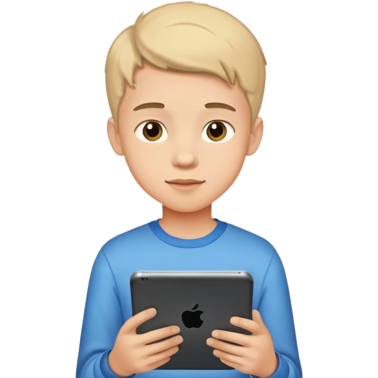 teen boy playing with a tablet emoji