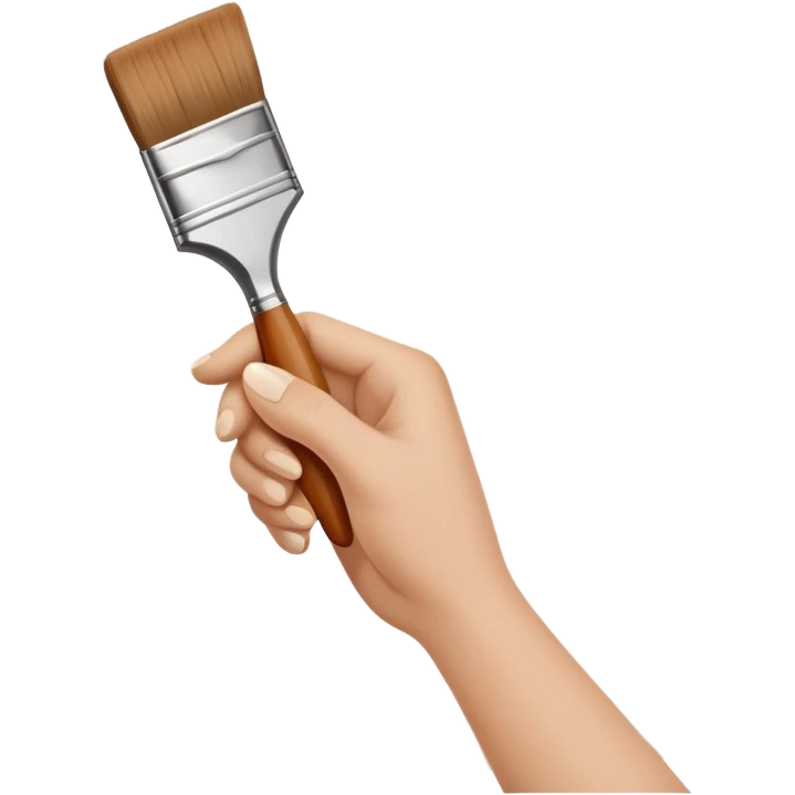 hands holding a paintbrush painting on a canvas, simple and friendly emoji