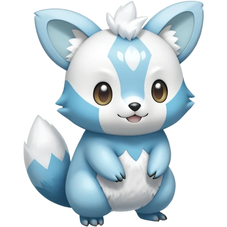 Shiny White Furry Snowy Ice-type Oshawott-Minccino-Emolga-Hybrid (Full body) emoji