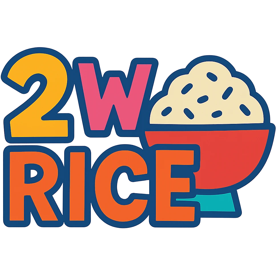 '2 w rice' text in vibrant toon style emoji