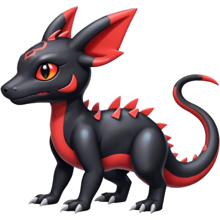 Cute Shiny Guilmon-Salandit-Umbreon-Fakémon-hybrid-creature (full body)  emoji