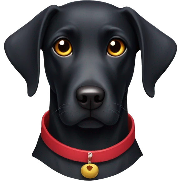 black labrador dog with hazel eyes, red collar and bat wingss emoji